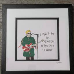 Liam Fray From The Courteeners Hand Drawn & Framed With Handwritten Lyrics - thumbnail 3