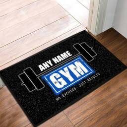 Personalised Gym Door Mat - 2 Sizes Non Slip Base Mat, Home Dumbells Floor Gym Accessories Sign - thumbnail 2
