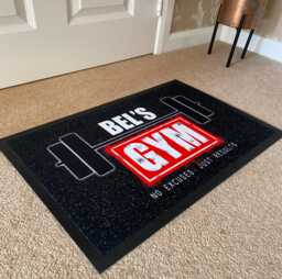 Personalised Gym Door Mat - 2 Sizes Non Slip Base Mat, Home Dumbells Floor Gym Accessories Sign - thumbnail 1