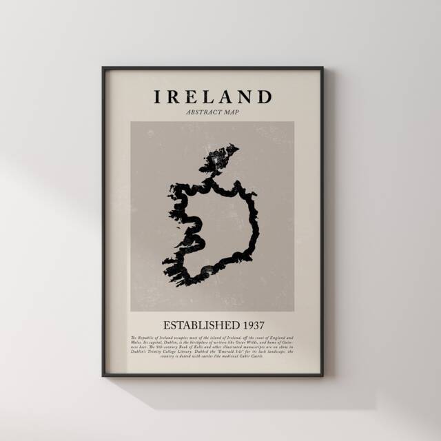 Republic Of Ireland Map Vintage Abstract Wall Art Print Picasso + Matisse Inspired Travel Poster - image 1