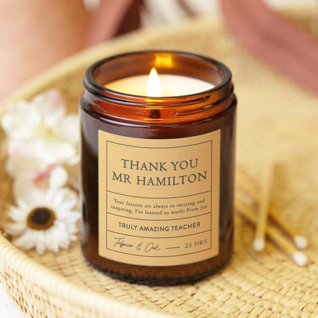 Personalised Teacher Gift Candle, Scented Soy Wax Apothecary Jar - image 1