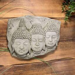 stone Garden Trio Buddha Oriental Wall Plaque Hanging Gift Ornament - thumbnail 2