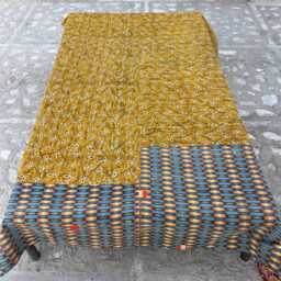Block Print Patchwork Reversible Cotton Kantha Quilt Handmade Vintage Boho Bedspread - thumbnail 4