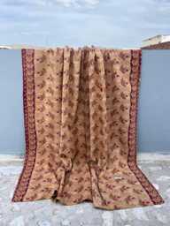 Block Print Patchwork Reversible Cotton Kantha Quilt Handmade Vintage Boho Bedspread - thumbnail 1