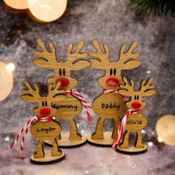 Personalised Wooden Reindeer Place Card Engraved Wood Christmas Table Decor - thumbnail 3