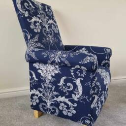 Adult Armchairs Laura Ashley Josette Fabric Chairs Lue Navy Grey Duck Egg Accent Small Nursery Bedroom Lounge Kitchen Bacall Corby Stripe - thumbnail 3
