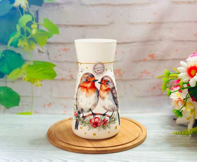 Robin Bird, Handmade Decoupaged Glass Vase, Animal Vase , Home Decor, Gift For Her, Gift Mum, Birthday Gift, New Home Gift - image 1