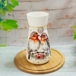 Robin Bird, Handmade Decoupaged Glass Vase, Animal Vase , Home Decor, Gift For Her, Gift Mum, Birthday Gift, New Home Gift - thumbnail 3