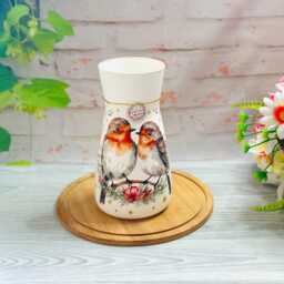Robin Bird, Handmade Decoupaged Glass Vase, Animal Vase , Home Decor, Gift For Her, Gift Mum, Birthday Gift, New Home Gift - thumbnail 2