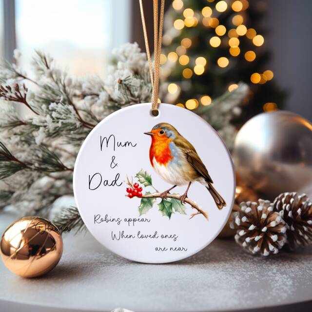 Lost Loved One Bauble, Memory Robins Appear When Ones Are Near Christmas Tree Bauble - image 1