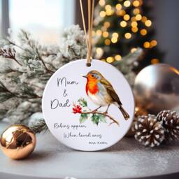 Lost Loved One Bauble, Memory Robins Appear When Ones Are Near Christmas Tree Bauble - thumbnail 1