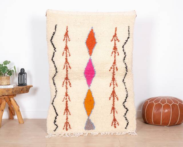 Wool Beni Ourain Rug, Moroccan Rug 3x5 Ft, Authentic Handmade Berber Carpet, Genuine Rug, Area Tapis Berbere, Teppich - image 1