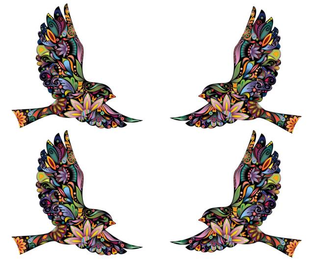 Flying Birds Wall Decals Stickers For Walls & Windows - Set Of 4 - Sku187-17 - image 1