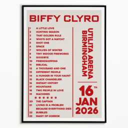 Biffy Clyro Setlist Print 16Th January 2026 Birmingham Utilita Arena - Indie Rock Music - thumbnail 3