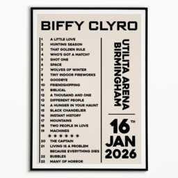 Biffy Clyro Setlist Print 16Th January 2026 Birmingham Utilita Arena - Indie Rock Music - thumbnail 2