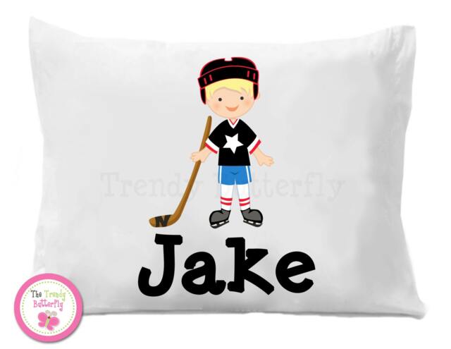Hockey Player Personalized Pillow Case, Kids Bedding - image 1