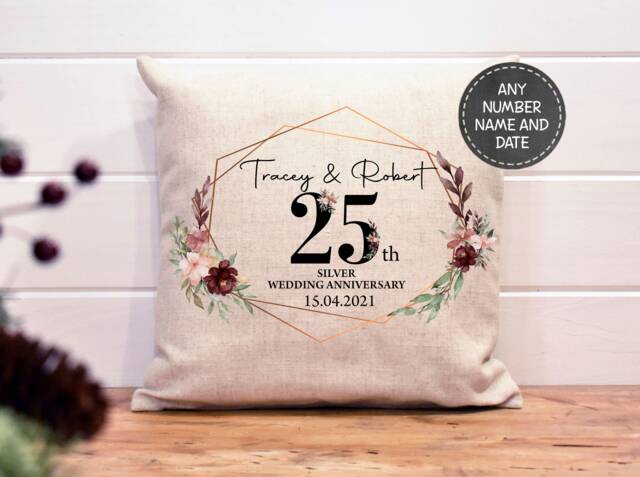 Personalised Anniversary Cushion Linen Keepsake Gift Wedding Couple Gift - image 1