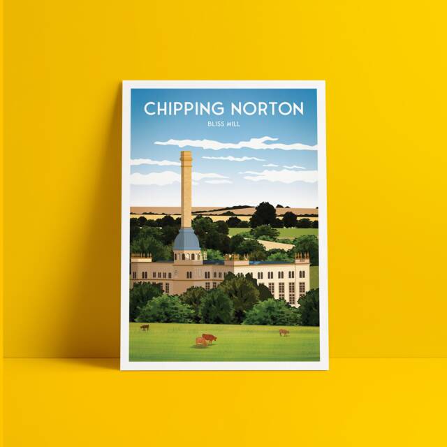 Chipping Norton Print - Bliss Mill English Travel Poster Tweed Oxfordshire - image 1