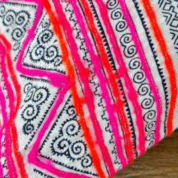 Hmong Pillow Cover Hand Block Print Hemp Throw - 12x20 - thumbnail 4