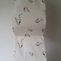 Decorative Toilet Paper Holder For 2 Rolls. Door Hanger. Double Holder. Beige Fabric Cotton With Birds - thumbnail 2