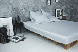 Sateen Sheet - 100% Egyptian Cotton, Sheets, Bed White Dark Grey Light Grey Navy Blue Sheets - thumbnail 1