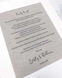 Custom Wedding Vows Print On Linen Or Cotton - Unique Anniversary Gift For Husband Wife, & Ideas - thumbnail 1