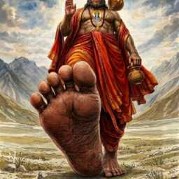 Lord Hanumanji Digital Art Print in Golden Frame - 11 X 14 Inch - thumbnail 2