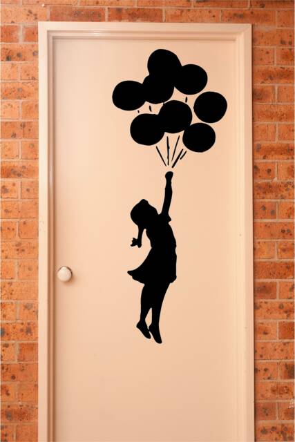 Banksy Girl With Balloons Sticker, Vinyl Wall Art Sticker, Transfer, Mural, Stencil, Easy To Apply, Instructions Included, Matt Finish - image 1