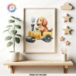 Dog Construction Wall Art - Set Of 3 Kids Posters - Digger Prints Truck Poster Kid Spaniel Print Nursery Transport Decor Boys Girls - thumbnail 3