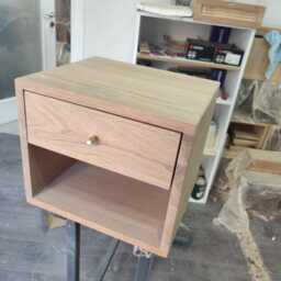 Floating Nightstand With Drawer & Open Shelf in Solid Oak - Wall Mounted - thumbnail 3