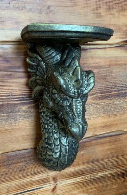 stone Garden Gold Dragon Sconce Candle Shelf Wall Plaque Hanging Ornament - image 1