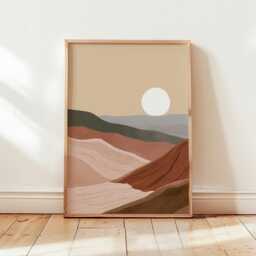 Abstract Desert Sunset Poster, Terracotta Landscape Wall Art Print - thumbnail 4
