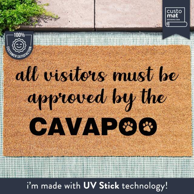 All Visitors Must Be Approved By The Cavapoo - Paw Print Dog Doormat Animal Lover Gift - image 1