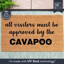 All Visitors Must Be Approved By The Cavapoo - Paw Print Dog Doormat Animal Lover Gift - thumbnail 1