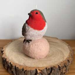 Robin Candle -Soy Wax Hand Painted Red - Woodland Wildlife Home D??cor Gift Christmas - thumbnail 3