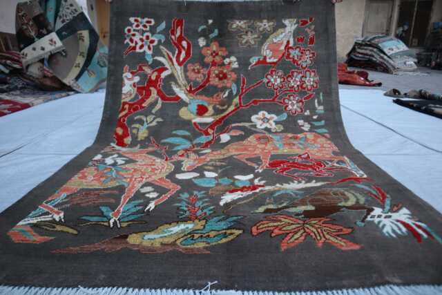 4x6 Ft Kazak Pictorial Afghan Luxury Rug, Super Medallion New Geometric Rug, Hand Knotted Carpet, Rug For Living Room - image 1