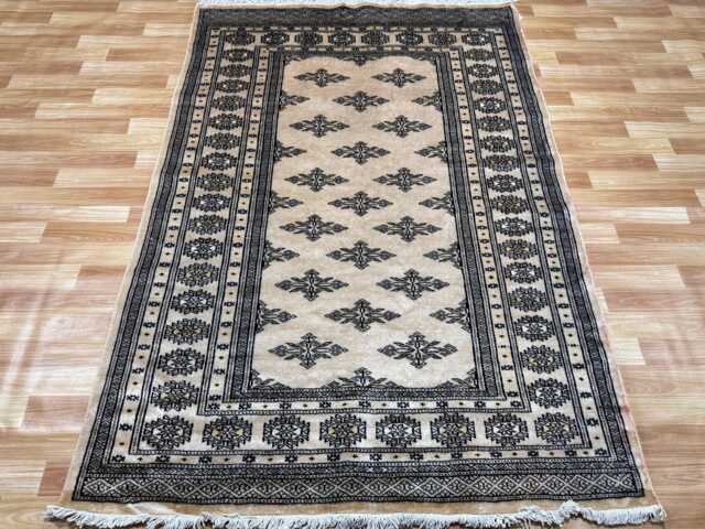 4x6 Beige Color Bokhara Rug - Washable Kitchen Silk Living Room Hand Knotted Wall Turkish - image 1