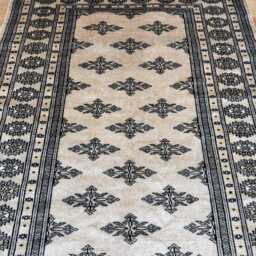 4x6 Beige Color Bokhara Rug - Washable Kitchen Silk Living Room Hand Knotted Wall Turkish - thumbnail 3