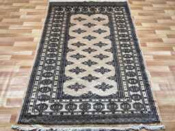 4x6 Beige Color Bokhara Rug - Washable Kitchen Silk Living Room Hand Knotted Wall Turkish - thumbnail 1