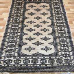 4x6 Beige Color Bokhara Rug - Washable Kitchen Silk Living Room Hand Knotted Wall Turkish - thumbnail 2
