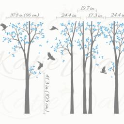 White Birch Tree Wall Decals Birch Trees Decal Removable Tree Vinyl For Living Nursery Room Tattoos Kw008_2 - thumbnail 2