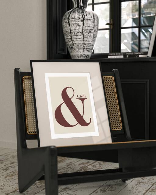 And Chill Ampersand Poster, Beige Quote Print, Retro Typography Minimalist Home Decor, Modern Slogan Wall Art, Office, Lounge, A2 A1 - image 1