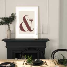 And Chill Ampersand Poster, Beige Quote Print, Retro Typography Minimalist Home Decor, Modern Slogan Wall Art, Office, Lounge, A2 A1 - thumbnail 2