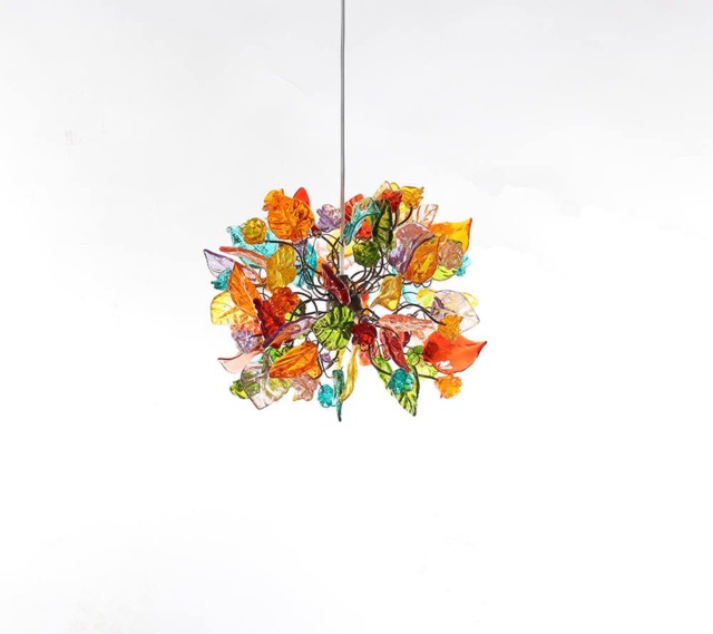 Colorful Ceiling Pendant Light With Flowers & Leaves - Decorative Light For Bedroom, Hall As Bedside Light - image 1