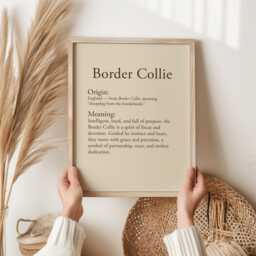 Border Collie Definition Print - Dog Breed Wall Art Pet Lover Gift Navy & Gold Typography Intelligent Loyal Print, Farmhouse Decor - thumbnail 3