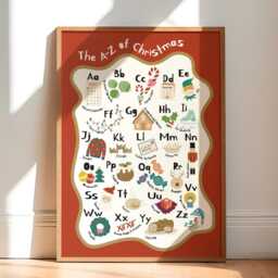 The Alphabet, Christmas Poster, Holiday Wall Art, Xmas Decor, Abc, Educational Kids Playroom Prints, Festive Art - thumbnail 2