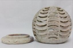 Hand-Carved Soapstone Tea Light Holder, Geometric Design, Incense Cone Burner, Home Decor - thumbnail 3