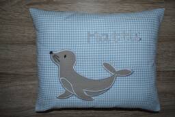 Pillow Seal, Seal Pillow, Name Pillow With Name, Christening Birth 30 X 25 cm - thumbnail 1