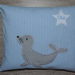 Pillow Seal, Seal Pillow, Name Pillow With Name, Christening Birth 30 X 25 cm - thumbnail 2