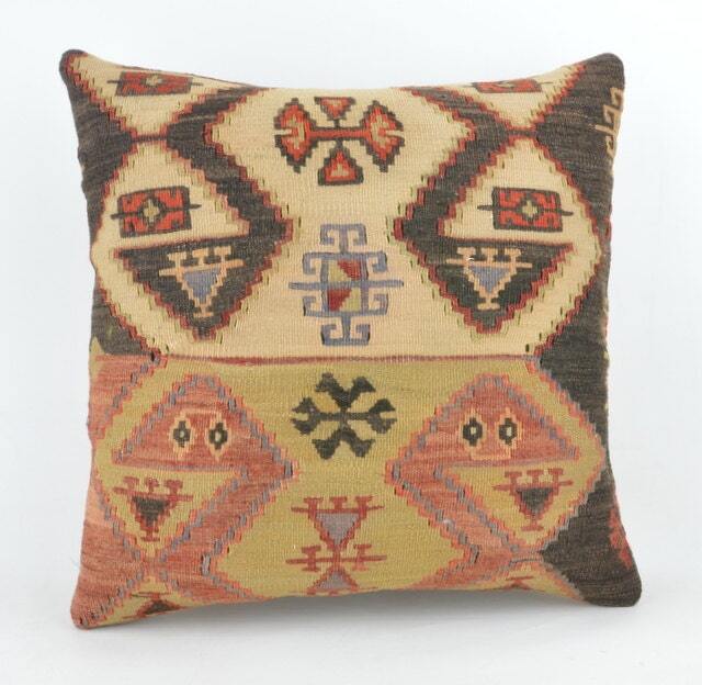 Kilim Pillow, Wool Kilim Pillow From Sarkoy 50x50 cm, 20x20 - image 1
